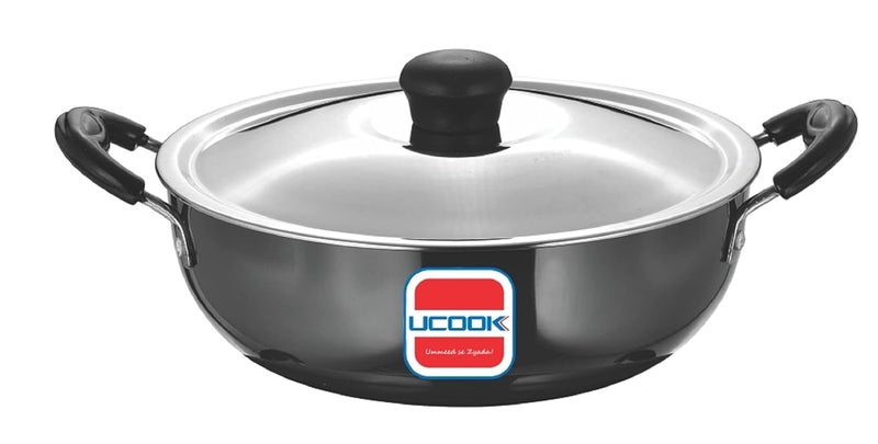 UCOOK يوكوك من يونايتد إكتا إنجنيرينغ قدر صلب مؤكسد صعب مع غطاء فولاذي أسود 3 لترات - Image 1