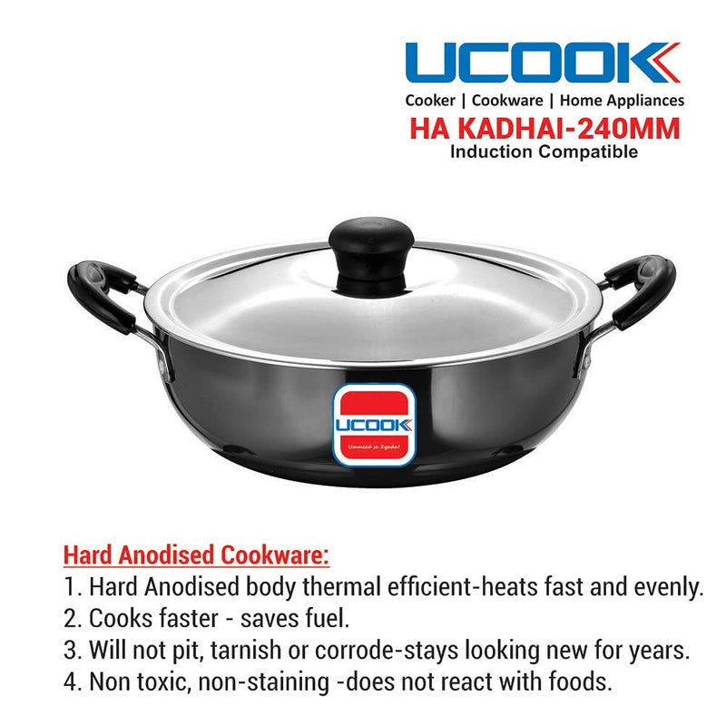 UCOOK يوكوك من يونايتد إكتا إنجنيرينغ قدر صلب مؤكسد صعب مع غطاء فولاذي أسود 3 لترات - Image 4