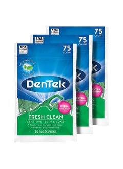 Dentek Fresh Clean Floss Picks For Extra Tight Teeth 75 Count 3 Pack  - Image 1