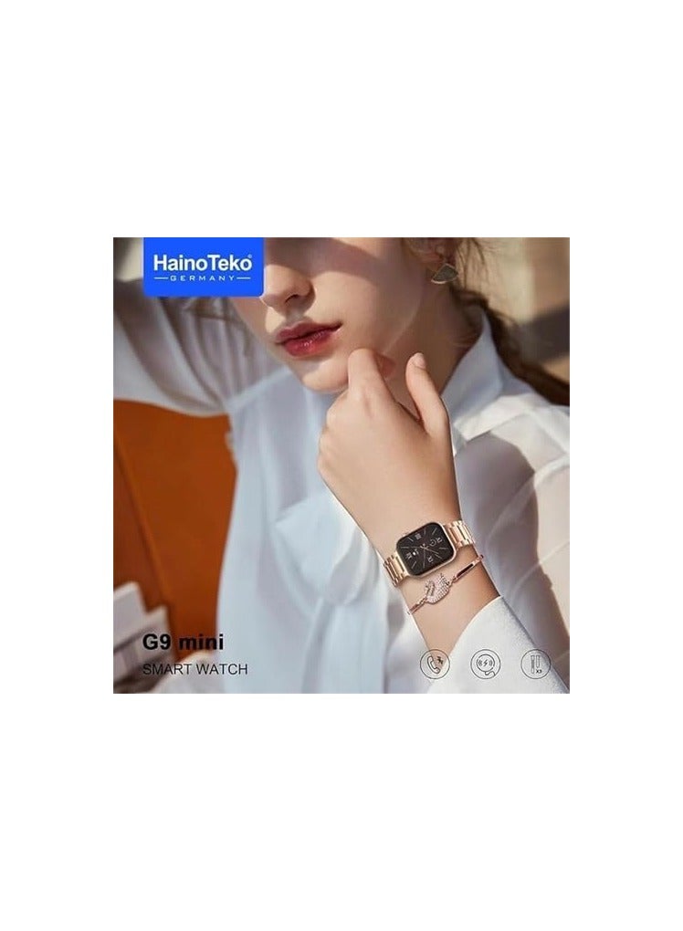 Teko Germany G9 Mini Ladies Smart Watch – Rose Gold Edition with 1.32” Display, Bluetooth Calling, Fitness & Health Tracker, Heart Rate & SpO2 Monitor, Multiple Sports Modes, Waterproof Design – Includes 3 Straps & Stylish Band – Gold