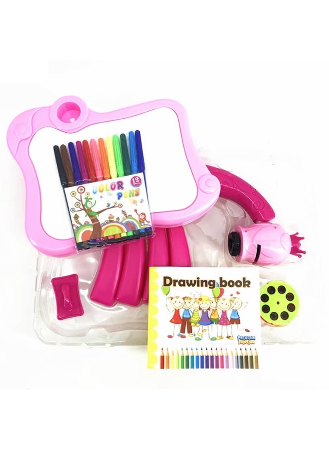 Kids Adjustable Art Drawing Projector Table with Rotating Design, 12 Colour Markers and 24 Projection Patterns - Image 5