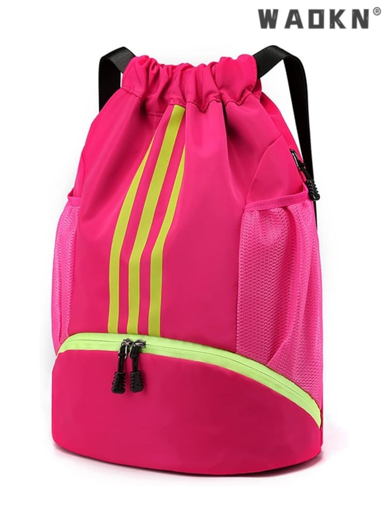 WAOKN Youth Soccer Bag, Boys Girls Soccer Backpack,Drawstring Basketball Bag,Waterproof Football & Volleyball Backpack, Sports Bag  - Image 3