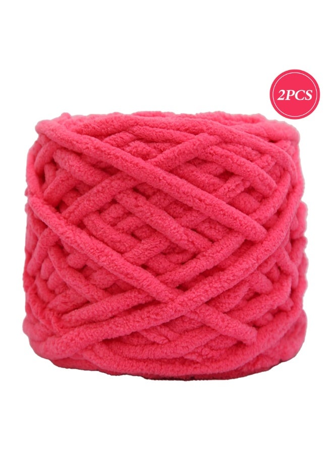 MileMelo 2-Piece Knitting Wool Yarn,Knitting Yarn Coarse Yarn for Crochet, Soft Chunky Yarn for Projects Making Plush Balls Handmade Bags Sweaters Shoes Hats Blankets Scarves Watermelon Red - Image 1