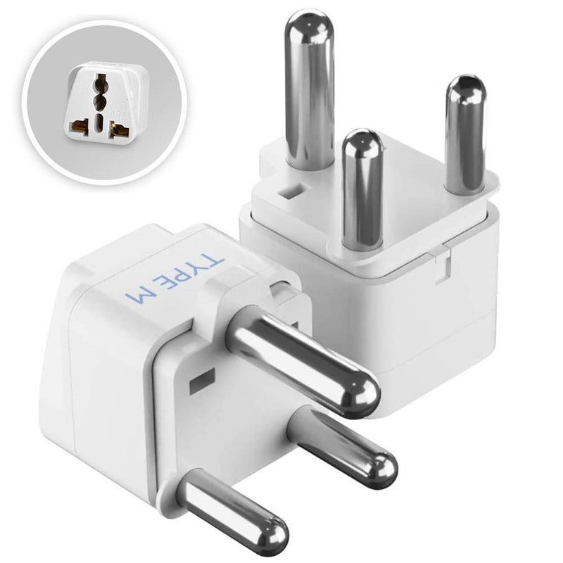 Ceptics India to South Africa Botswana Namibia More Type M Travel Adapter Plug CE Certified RoHS Compliant 2 Pack GP10L2PK - Image 1