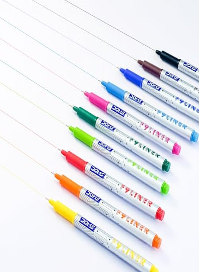 Doms F9 Fine Liner Set Of 10 Assorted Shades| 0.5 Mm Unique Push Resistant Metal Tip| Water Based Ink| Ideal For Writing, Drawing & Sketching - Image 2