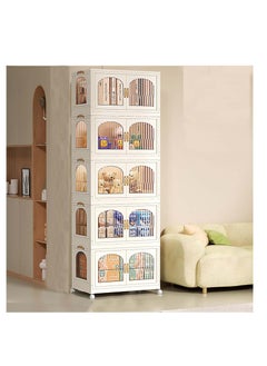 Golden 5-layer foldable storage box cabinet, storage cabinet with wheels, cube storage box, closet storage box, storage box with handle, foldable storage cabinet  - Image 1