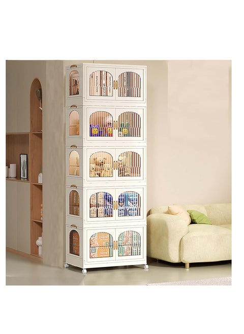 5-layer foldable storage box cabinet, storage cabinet with wheels, cube storage box, closet storage box, storage box with handle, foldable storage cabinet