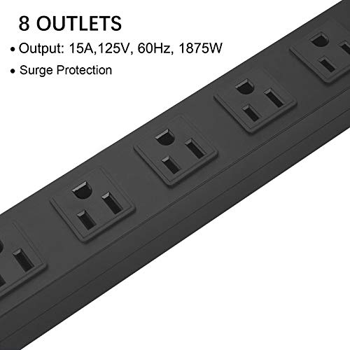 HHSOET 2Pack Metal 8 Outlet Mountable Power Strip, Wall Mount Outlet Heavy Duty, Wide Spaced Commercial Shop Power Strip with Switch, 6 FT SJT 14AWG Power Cord. - Image 5