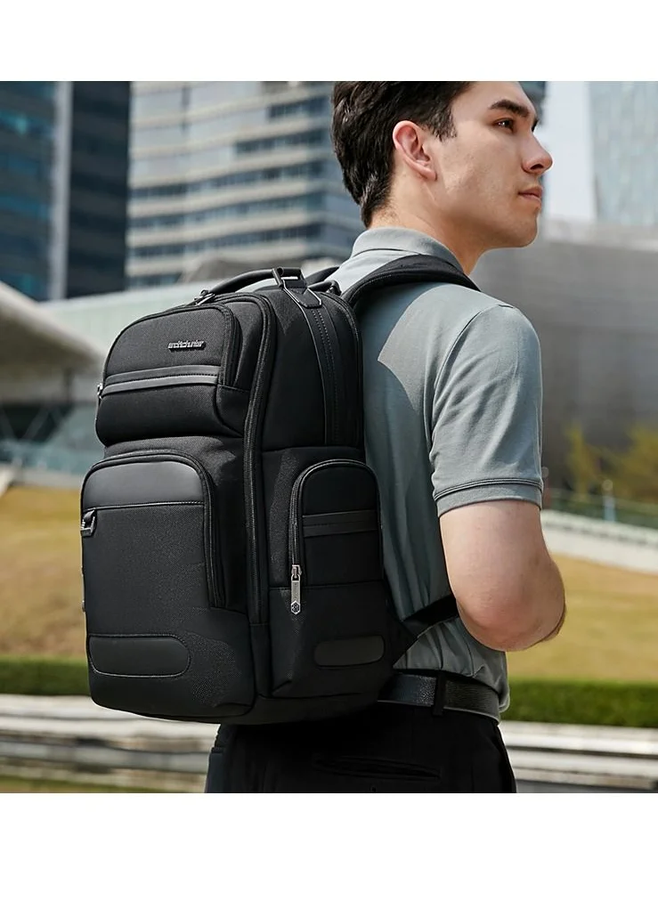 أركتيك هانتر Large Business Travel Laptop Backpack Wear Resistant Durable Trip Bag with Independent Laptop and Tablet Computer Compartment B00492 Black