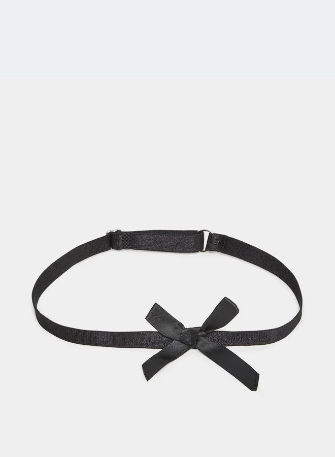 ستايلي جارتر اسود مزين بربطة فيونكة