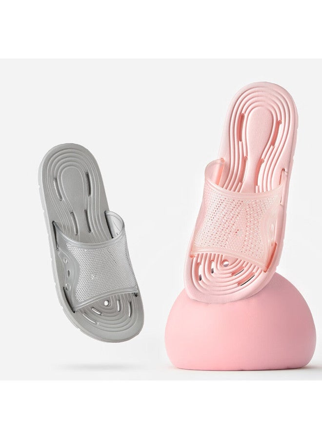 Hui Xun Huixun Bathroom Slippers Women Soft Elastic Quick-drying Water Leakage Slippers Home Bathroom Shower Candy Pink 37-38  - Image 2