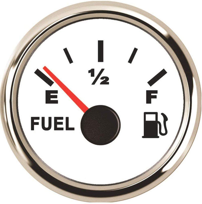 SAMDO Marine Fuel Gauge Fuel Level Gauge 0190ohm Signal 52mm with Backlight 12V24V White