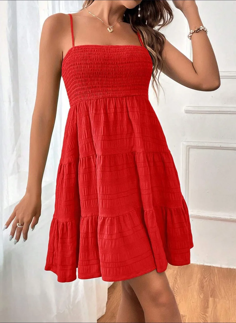 يونيكي Red Self Designed Empire Dress