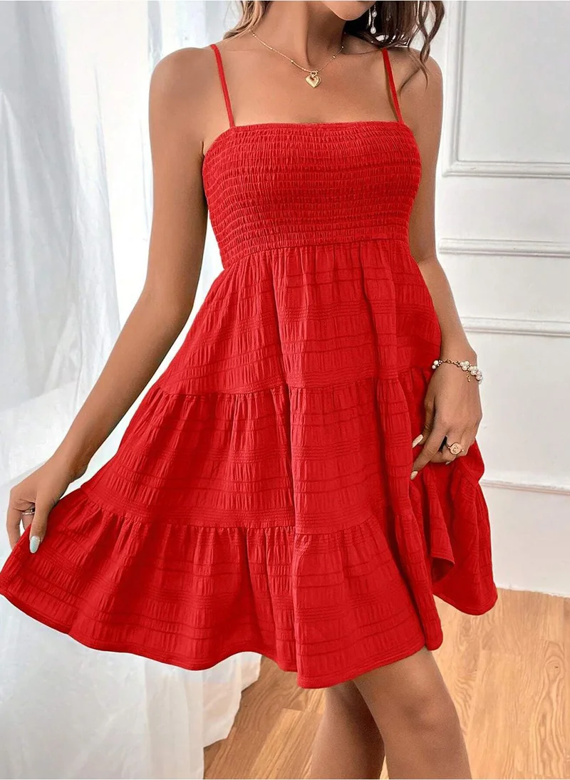يونيكي Red Self Designed Empire Dress