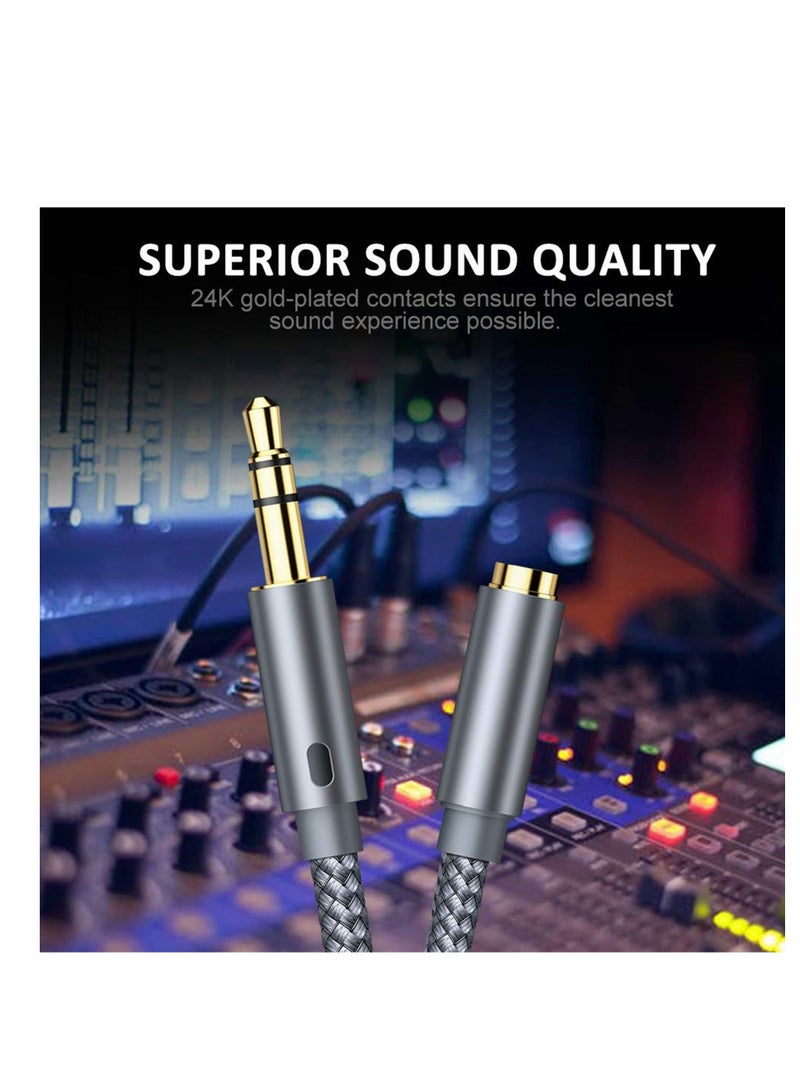 Y&D Audio Extension Cable, Headphone Male to Female Aux Adapter Hi-Fi Sound Stereo Extender Cord for Headset, iPhone, iPad, Smartphones, Tablets & More (Grey, 2-Pack, 2Meter)  - Image 2