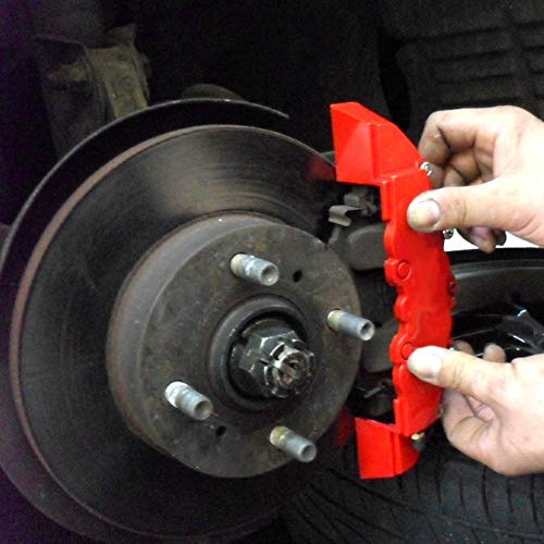 EVGATSAUTO Brake Caliper Covers, 2Pcs Aluminum Alloy Red Disc Brake Caliper Cover Car Universal Disc Brake Caliper Fake Covers Left amp Right Accessories Refit(M) - Image 5