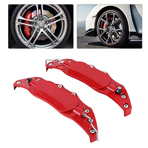 EVGATSAUTO Brake Caliper Covers, 2Pcs Aluminum Alloy Red Disc Brake Caliper Cover Car Universal Disc Brake Caliper Fake Covers Left amp Right Accessories Refit(M) - Image 2