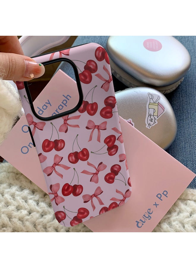 Foundation Cherry Film Magnetic 2-in -1 Suitable For Apple 16pro Mobile Phone Case 15/14/13/12 Soft Shell Hard Shell-Color: Frosted-film 2-in-1-Applicable Models:Apple 12