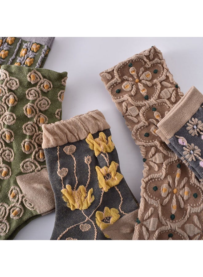 زيمي جوارب نسائية متوسطة الطول بنقشة كلاسيكية - طقم من 10 أزواج. جوارب صينية تقليدية تسمح بمرور الهواء. جوارب مريحة وعملية للاستخدام اليومي. - Image 3