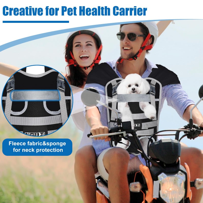 Petskd Dog Front Carrier Backpack for Small Pet with Adjustable Cross Shoulder Straps, Hands Free Puppy Legs Out Chest Carriers for Hiking, Cycling, Vet (Black, M) - Image 4