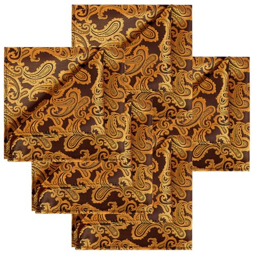 KissTies 5 PCS Rust Pocket Square Burnt Orange Paisley Festive Hankies Bundle - Image 5