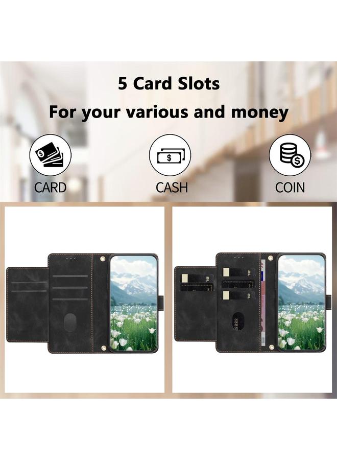 اس-توب جراب لهاتف Motorola Moto G15 مصنوع من الجلد المنقوش بنقشة زهور التوليب مع حبل تعليق - Image 4