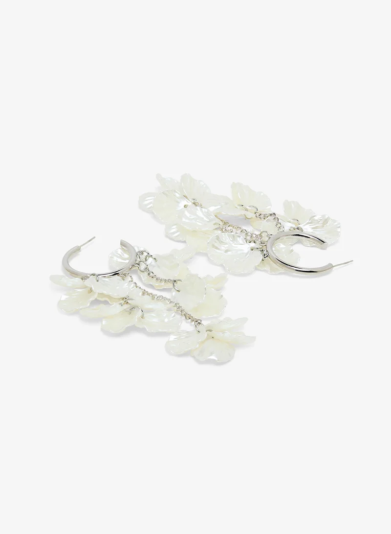Ginger White Resin Silver Accent Earrings