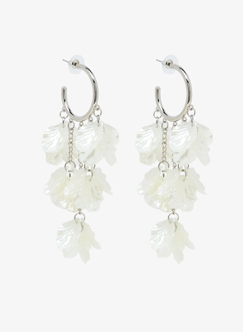 Ginger White Resin Silver Accent Earrings