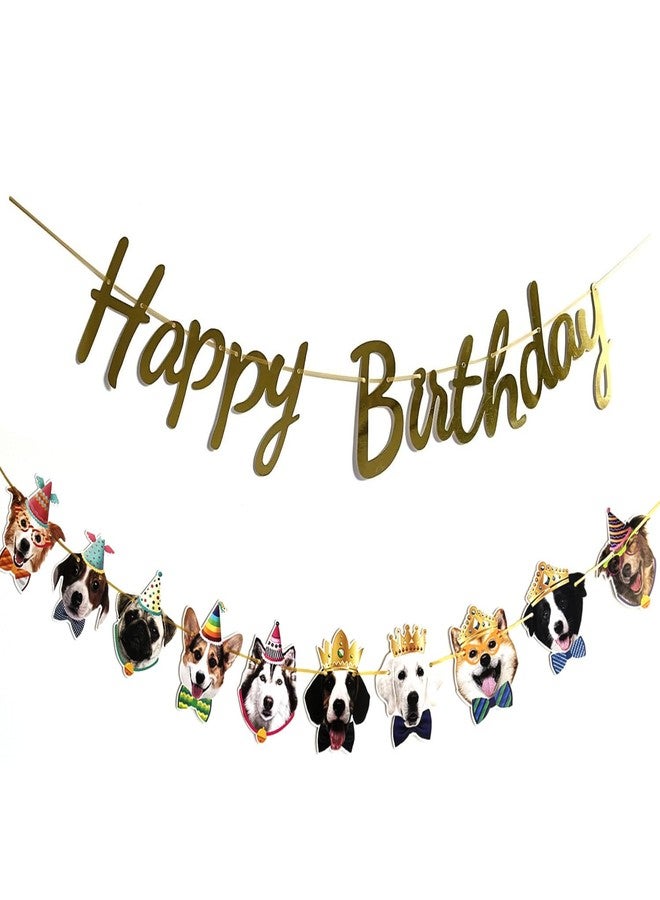 زينة عيد ميلاد للكلاب، لافتة عيد ميلاد سعيد مضحكة، زينة على شكل وجه جرو، لافتة ذهبية - Image 2