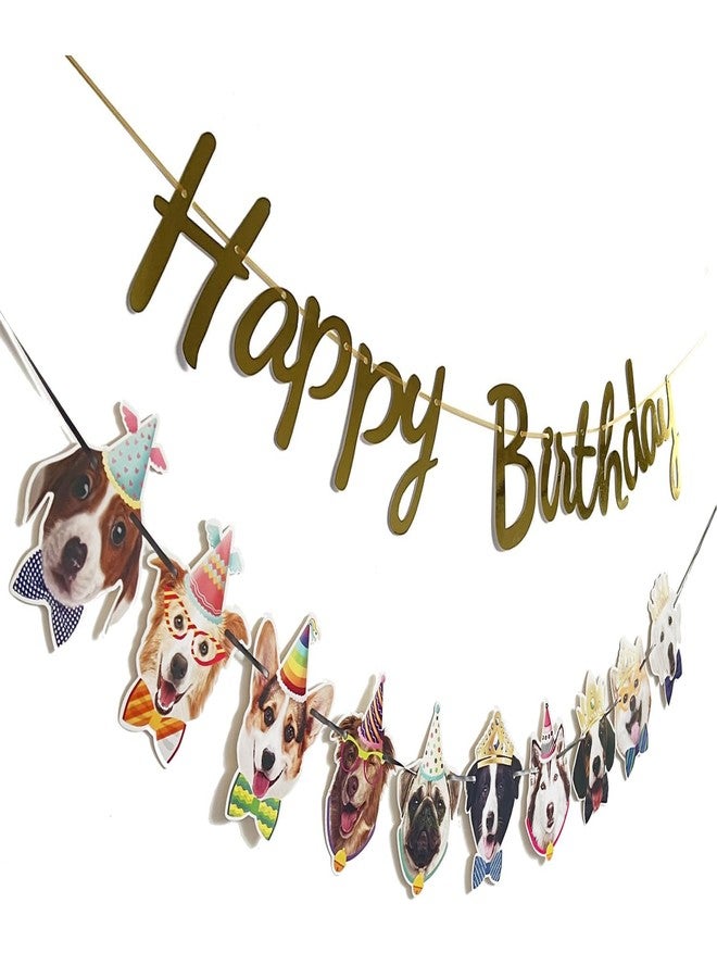 زينة عيد ميلاد للكلاب، لافتة عيد ميلاد سعيد مضحكة، زينة على شكل وجه جرو، لافتة ذهبية - Image 1