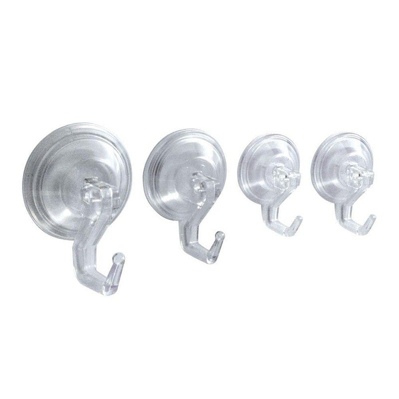 InterDesign 4-Pack Power Lock Bathroom Shower Plastic Suction Cup Hooks Combo for Wall for Kitchen, Bathroom, Bedroom, Keys, Bag, Towels - Clear - Image 2