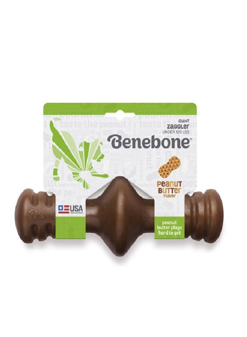 Benebone Zaggler Dog Chew Playing Toy Peanut Brown Small - Image 1