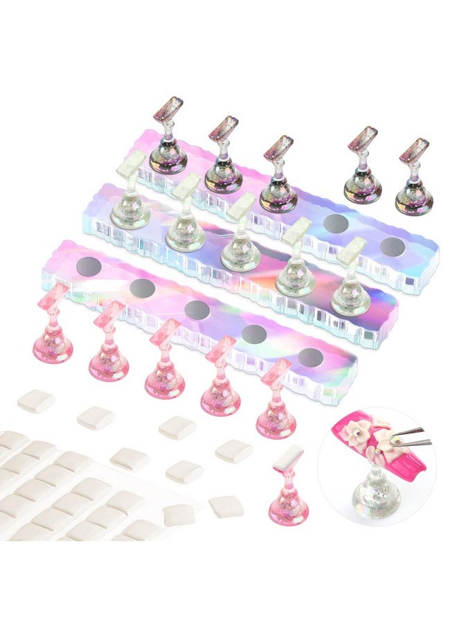Saviland Saviland Nail Stand for Press ons: 15pcs Strong Magnetic Aurora Nail Holder For Painting Nails With Nail Stand 40 Pcs Reusable Sticky Putty For Nails Practice Acrylic Nail Tools Home Beginner Supplies  - Image 1