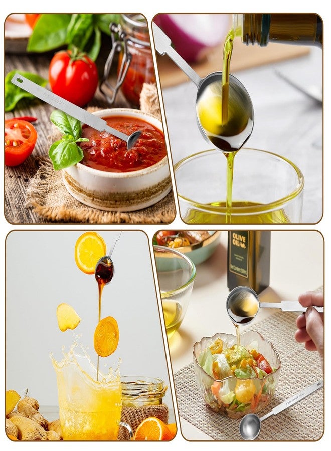 oruola ملاعق قياس أورولا، 4 قطع، بمقابض طويلة 7 بوصات، مصنوعة من الفولاذ المقاوم للصدأ، تتضمن 1/4 ملعقة صغيرة، 1/2 ملعقة صغيرة، وملعقة صغيرة لقياس دقيق للسوائل والمكونات الجافة والقهوة المطحونة - Image 4