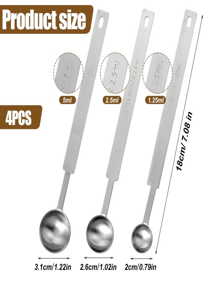 oruola ملاعق قياس أورولا، 4 قطع، بمقابض طويلة 7 بوصات، مصنوعة من الفولاذ المقاوم للصدأ، تتضمن 1/4 ملعقة صغيرة، 1/2 ملعقة صغيرة، وملعقة صغيرة لقياس دقيق للسوائل والمكونات الجافة والقهوة المطحونة - Image 3