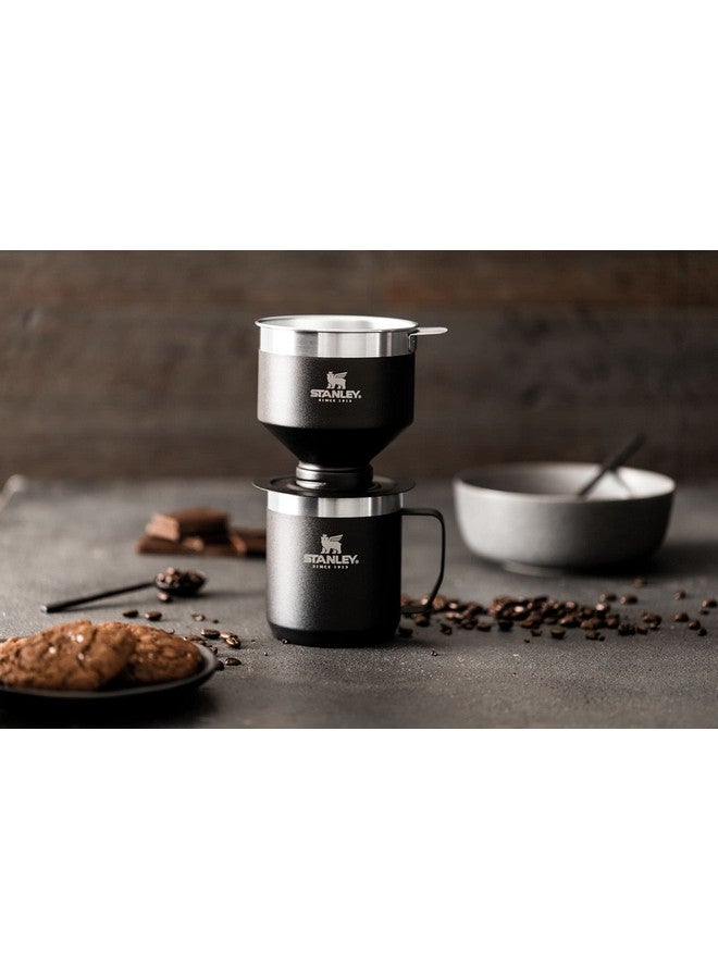 Stanley مجموعة ستانلي بيرفكت برو للتخمير بالتنقيط مع كوب المعسكر - فلتر قابل لإعادة الاستخدام - خالي من BPA - صانع قهوة من الفولاذ المقاوم للصدأ سهل التنظيف - أسود غير لامع - Image 4