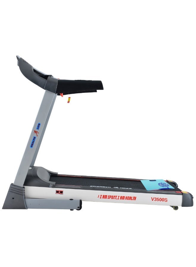 هيلث لايف V3500S-جهاز مشي كهربائي قابل للطي محرك دي سي 3.5 حصان 130 كجم مع ميزان هدية، أسود/رمادي - Image 2