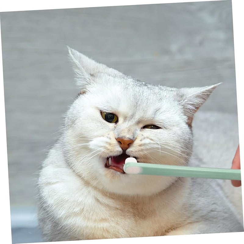 3Pcs Blue Pet Toothbrush Set For Cats Dogs Rabbits With Tongue Scraper - Image 3