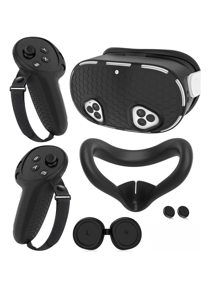 XICEN Silicone Protective  Cover Set for Meta Quest 3S Accessories, VR Protector Face Cover, Controller Grips, Front Shell Headset Cover and Lens, Protective Cover for Meta/Oculus Quest 3S Accessories  - Image 1