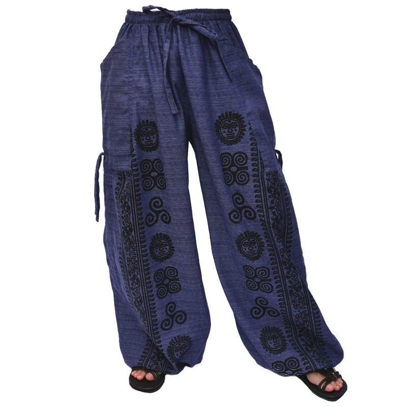 Siamrose Casual Yoga Harem Pants Men Women Baggy Lounge Trousers, 2 Pockets Adjustable Length Blue - Image 4