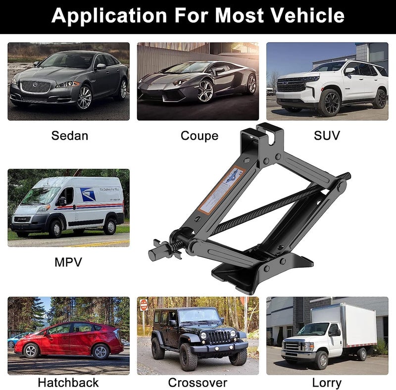 Alark جاك رفع مقص ثقيل من ألارك بقدرة 1 طن للسيارات - جاك هيدروليكي محمول للمرآب وحالات الطوارئ على الطريق مع مقبض التوفير القوي - Image 5