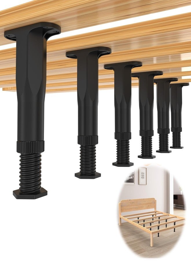 Yuleimy 6PCS Adjustable Height Bed Support Legs (5.1"-8.3"),Bed Frame Legs for King Queen Bed Slats,Bed Slat Support Bed Frame Center Support, Furniture Leg Replacement Kit,Bed Frame Support Legs with Screws - Image 1