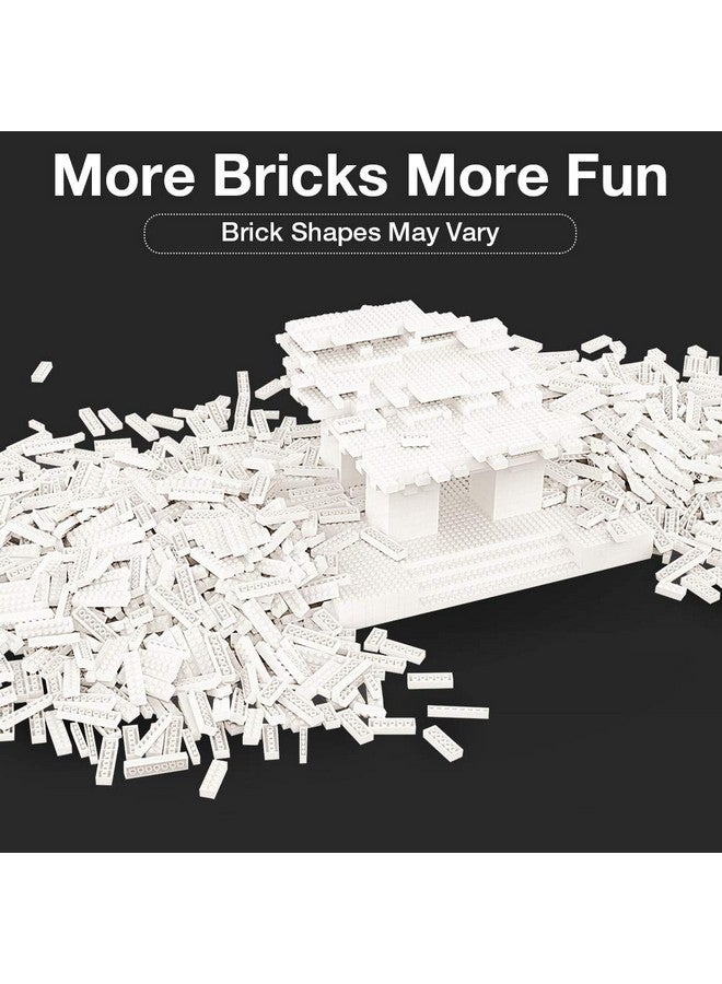 Lekebaby Building Bricks 1500 PCS Basic Building Blocks, Compatible with All Major Brands (White) - Image 2