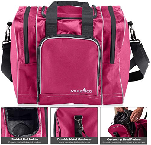 Athletico Bowling Bag for Single Ball - Single Ball Tote Bag With Padded Ball Holder - Fits a Single Pair of Bowling Shoes Up to Mens Size 14 (Pink) - Image 3