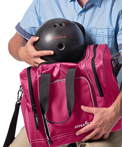 Athletico Bowling Bag for Single Ball - Single Ball Tote Bag With Padded Ball Holder - Fits a Single Pair of Bowling Shoes Up to Mens Size 14 (Pink) - Image 4