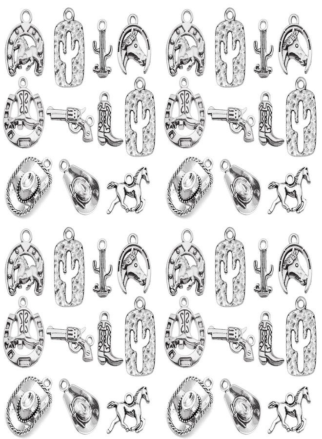 Youdiyla 60PCS Antique Silver Western Cowboy Charms Pendants Horse Hat cactus Cowboy Boot Charms for Bracelet Earrings Necklace Jewelry Making (10 Style, 6 of Each)HM672 - Image 1