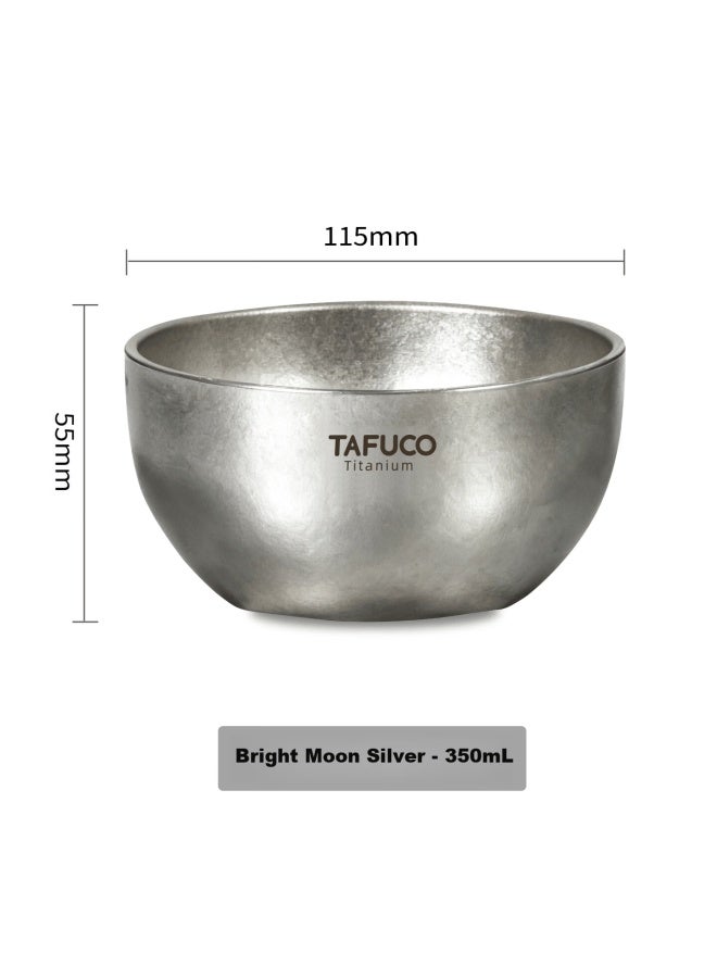 Tafuco Pure Titanium Steamed Egg Bowl Soup Bowl Heat-insulated Thickened Student Canteen Steamed Egg And Stew Soup Bowl 350ml Moonlight Silver T5366 - Image 1