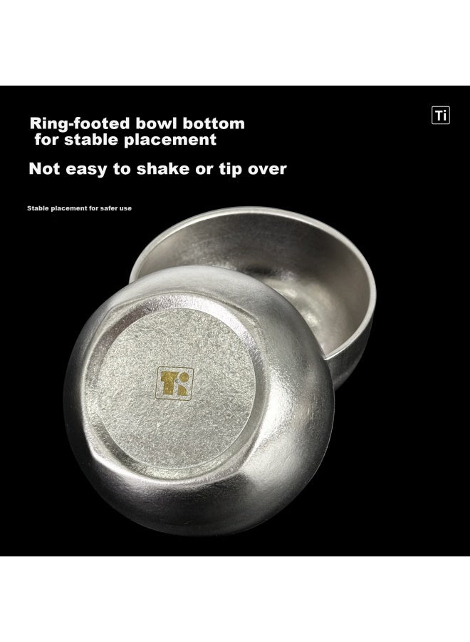 Tafuco Pure Titanium Steamed Egg Bowl Soup Bowl Heat-insulated Thickened Student Canteen Steamed Egg And Stew Soup Bowl 350ml Moonlight Silver T5366 - Image 4