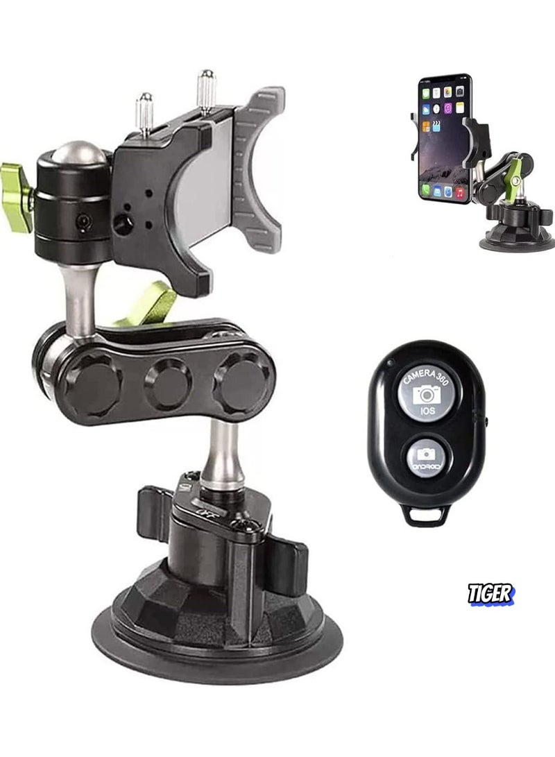 TIGER Universal Ball Head Arm for Phone – 360° Rotatable & Retractable Car Mount, Ballhead Magic Arm Suction Cup Holder, Car Basic Sucker Arm, GPS Holder for Car Windshield, Dashboard & Window - Image 1