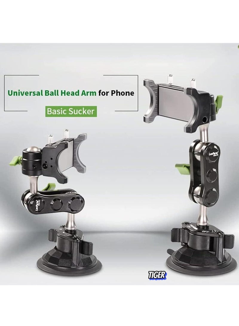TIGER Universal Ball Head Arm for Phone – 360° Rotatable & Retractable Car Mount, Ballhead Magic Arm Suction Cup Holder, Car Basic Sucker Arm, GPS Holder for Car Windshield, Dashboard & Window - Image 2